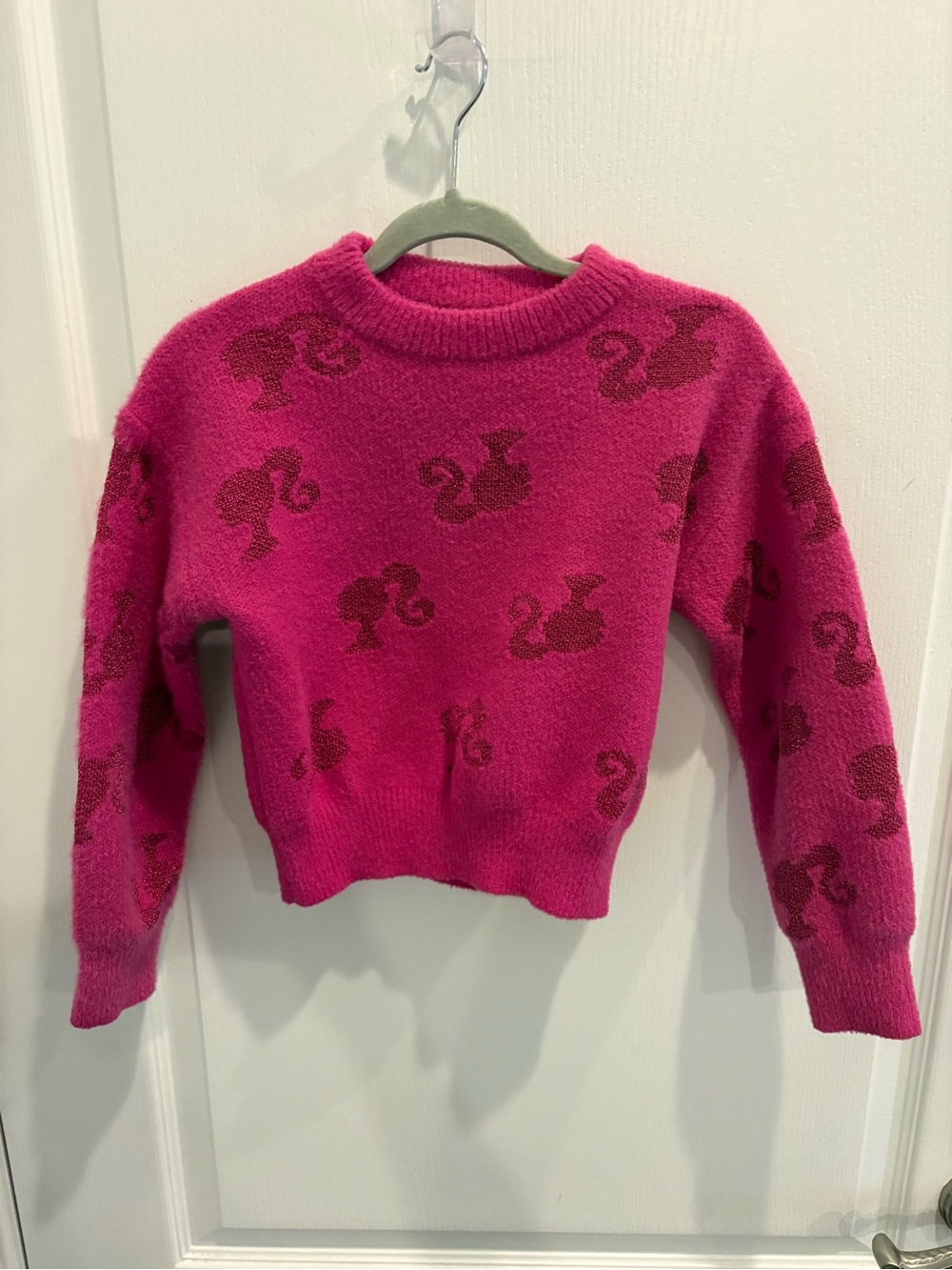 Barbie Pink Logo Head Sweater Size XS 4/5